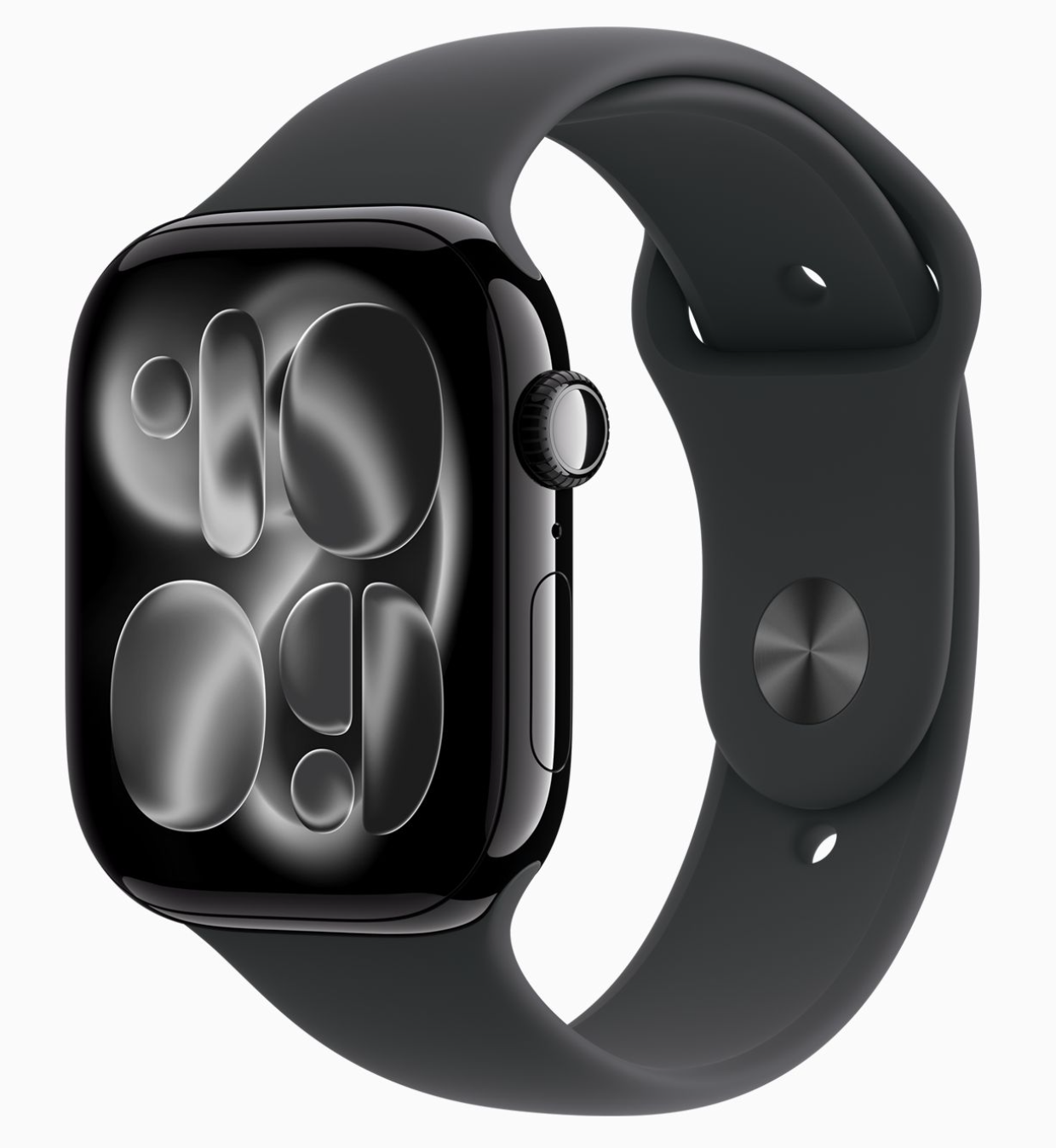 Apple Watch Series 11, 42 мм, корпус из алюминия «чёрный глянец», спортивный ремешок черного цвета
