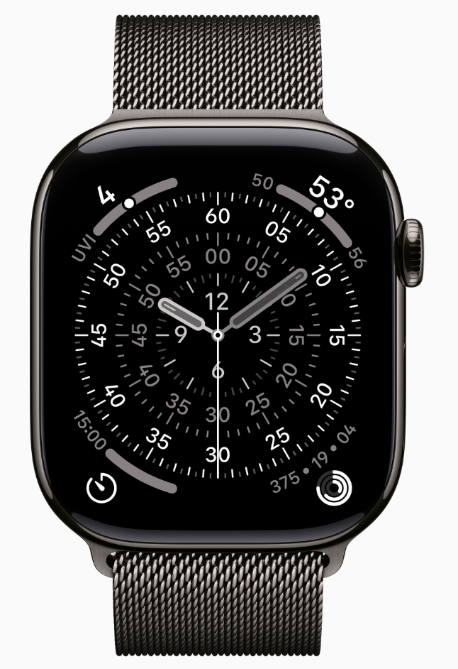 Apple Watch Series 11 GPS 46 мм, корпус из черного титана, ремешок Milanese черного цвета M/L (MFD44)