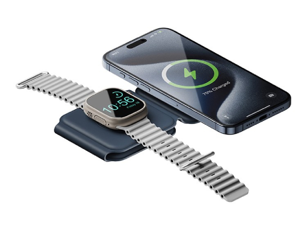 Беспроводное зарядное устройство Bazi GoMag Trio PLUS magnetic wireless foldable 15W Navy Blue