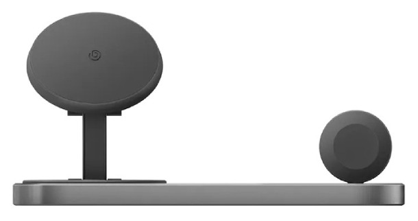 Беспроводная зарядная станция EnergEA 3 в 1 Bazic GoMag Station (with Apple watch charger) 15W, серая