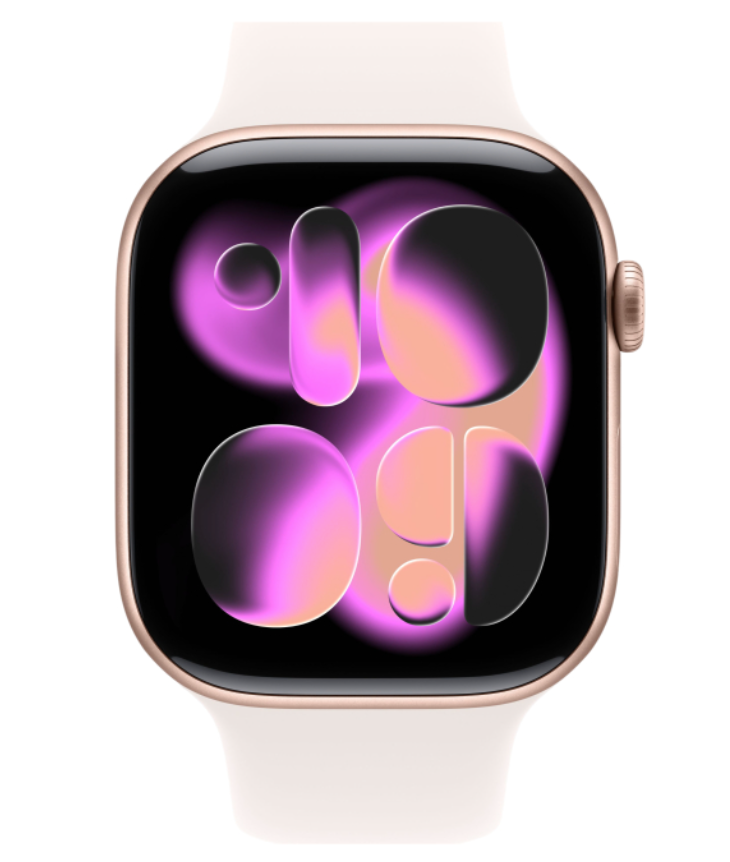 Apple Watch Series 11 GPS 46мм, корпус цвета "Розовое золото", розовый спортивный ремешок S/M (MEV64)
